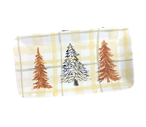 Norfolk Pines And Plaid Platter